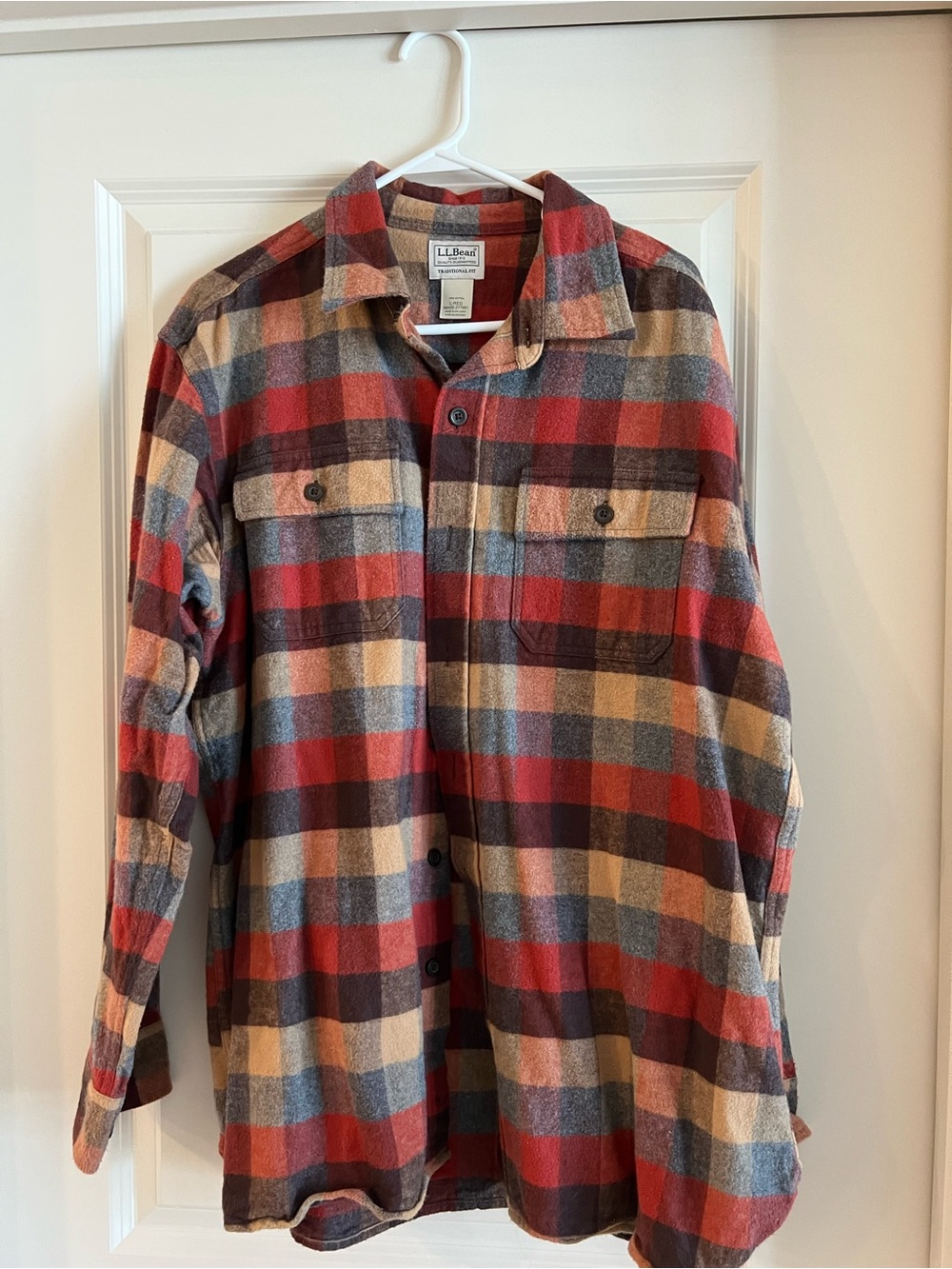 L.L. Bean Red and Blue Plaid Men's Shirt Jacket